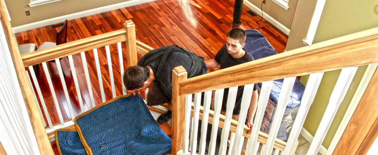 lining the stairs with protective mats