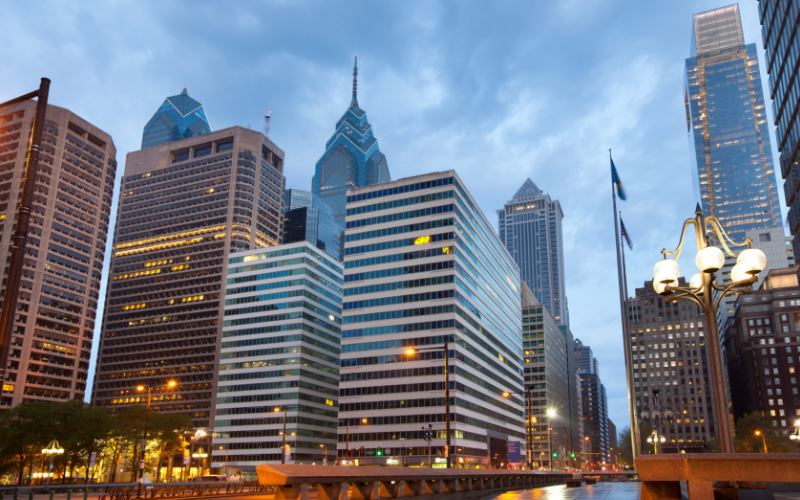 Skyscrapers around Rittenhouse Square in Philadelphia