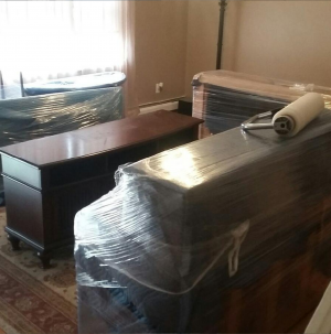 Wrapped up furniture ready for a move